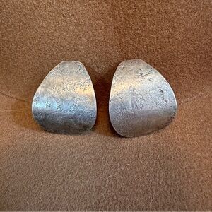 Marjorie Baer clip-on handmade Silver Textured Earrings